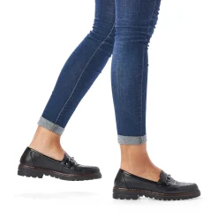 Rieker Dame Loafers Grafit Sort