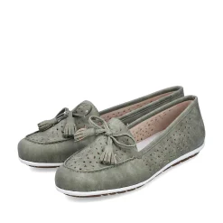 Rieker Dame Loafers Gron Gra