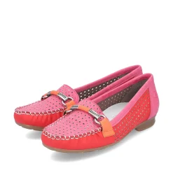 Rieker Dame Loafers Hindbaerrod