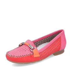 Rieker Dame Loafers Hindbaerrod