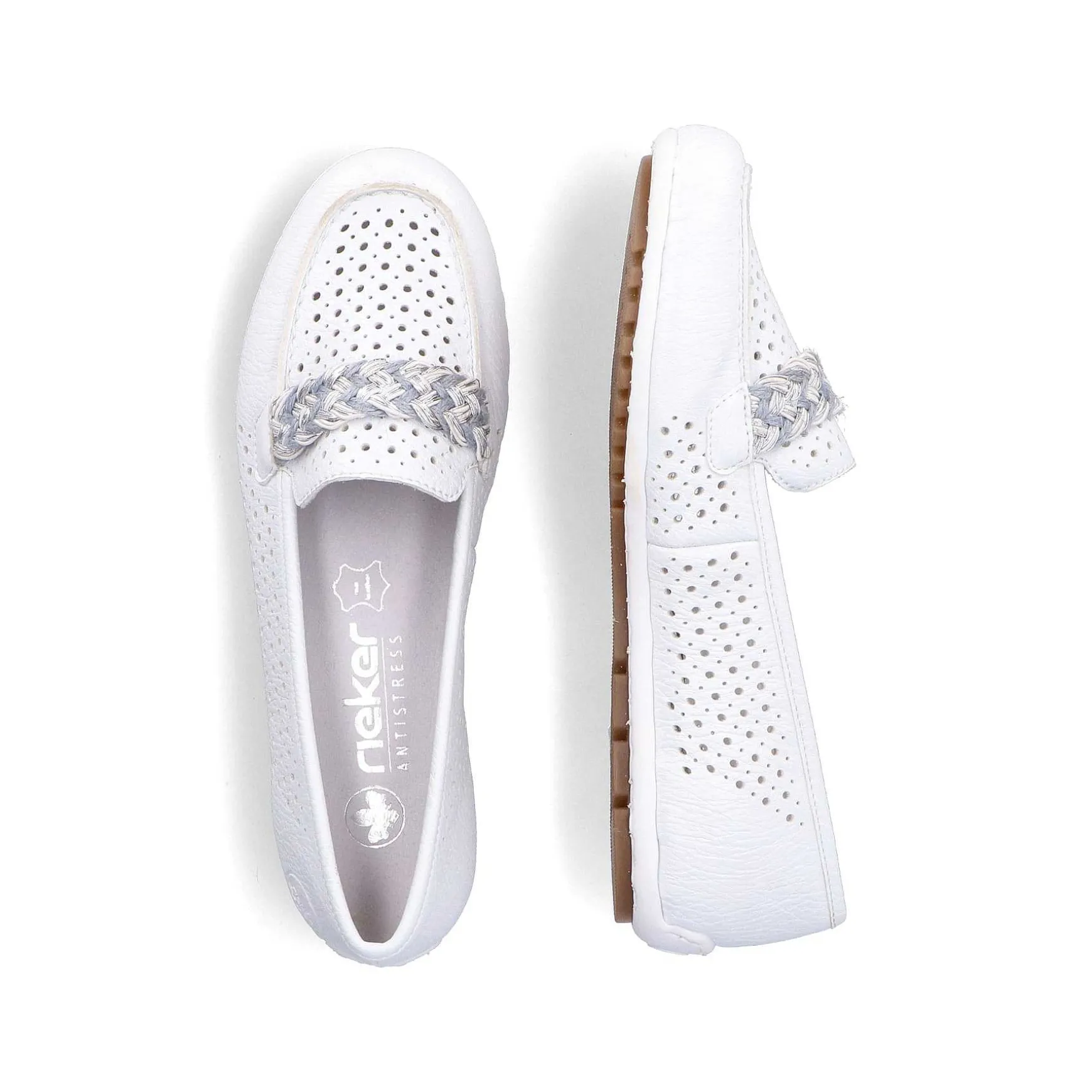 Rieker Dame Loafers Ren Hvid