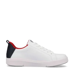 Rieker Dame Sneaker Lav Sne-Hvid Aegte-Rod