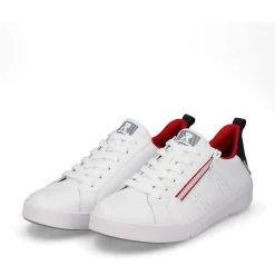 Rieker Dame Sneaker Lav Sne-Hvid Aegte-Rod