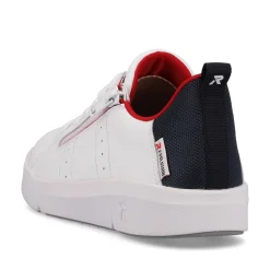 Rieker Dame Sneaker Lav Sne-Hvid Aegte-Rod