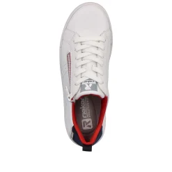 Rieker Dame Sneaker Lav Sne-Hvid Aegte-Rod