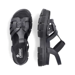 Rieker Damesandaler Med Stropper Asfalt Sort