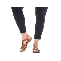 Rieker Damesandaler Med Stropper Karamelbrune