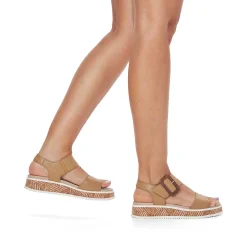 Rieker Damesandaler Med Stropper I Lerbeige
