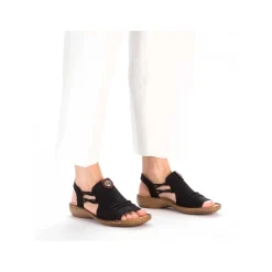 Rieker Damesandaler Med Stropper Asfalt Sort