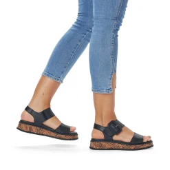 Rieker Damesandaler Med Stropper Midnight Black