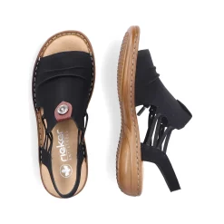 Rieker Damesandaler Med Stropper Asfalt Sort