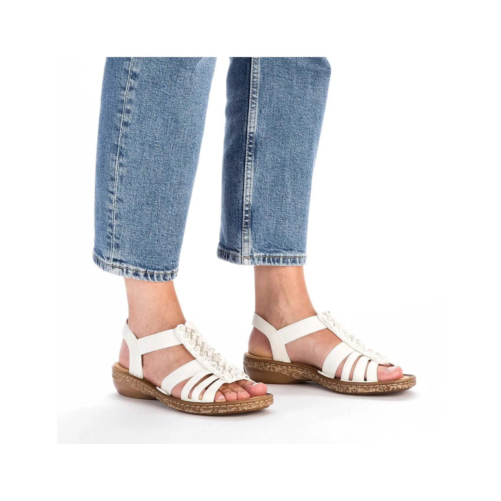 Rieker Damesandaler Med Stropper I Lys Beige