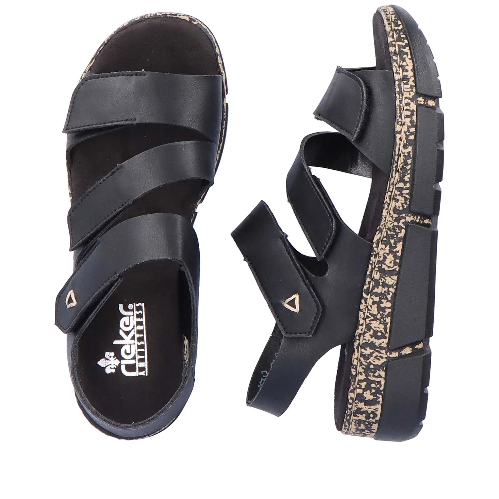 Rieker Damesandaler Med Stropper Asfalt Sort