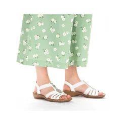 Rieker Damesandaler Med Stropper, Lilje Hvid