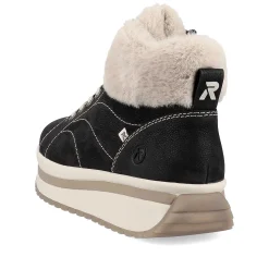 Rieker Damesneaker High Night Sort Cremebeige