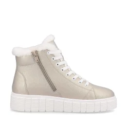 Rieker Damesneaker Hoj Glitter Guld Frost Hvid