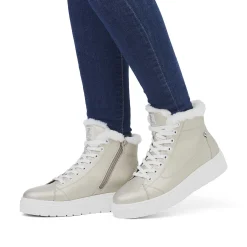 Rieker Damesneaker Hoj Glitter Guld Frost Hvid