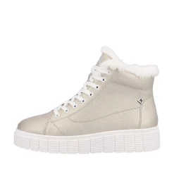 Rieker Damesneaker Hoj Glitter Guld Frost Hvid