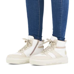 Rieker Damesneaker Hoj Svane Hvid Beige