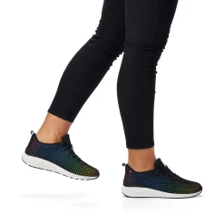 Rieker Damesneaker Lav Dyb Sort Regnbue