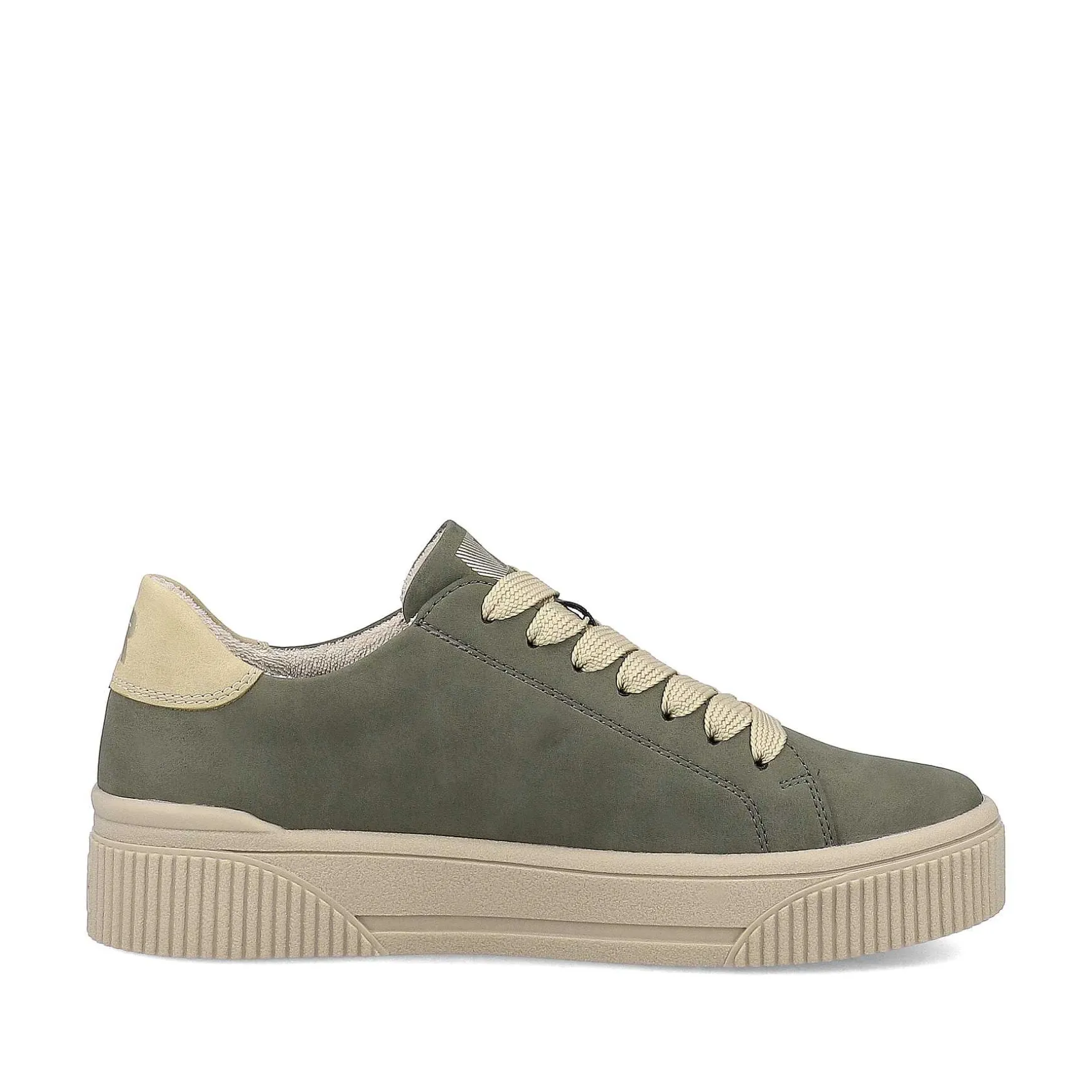 Rieker Damesneaker Lav Khaki-Gron Creme-Beige