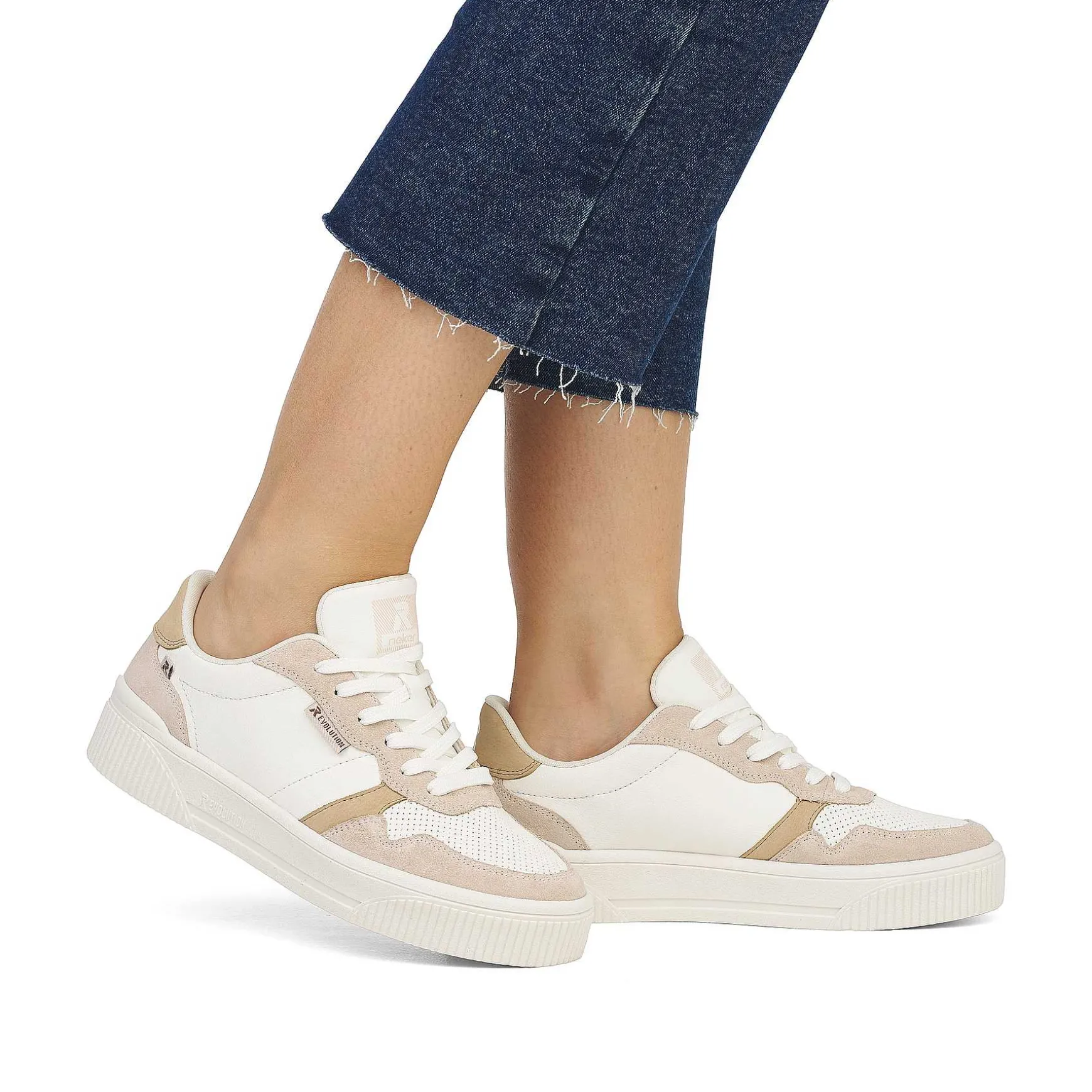 Rieker Damesneaker Lav Krystal-Hvid Sand-Beige