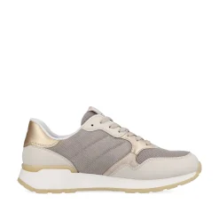 Rieker Damesneaker Lav Ler-Beige Rock-Gra