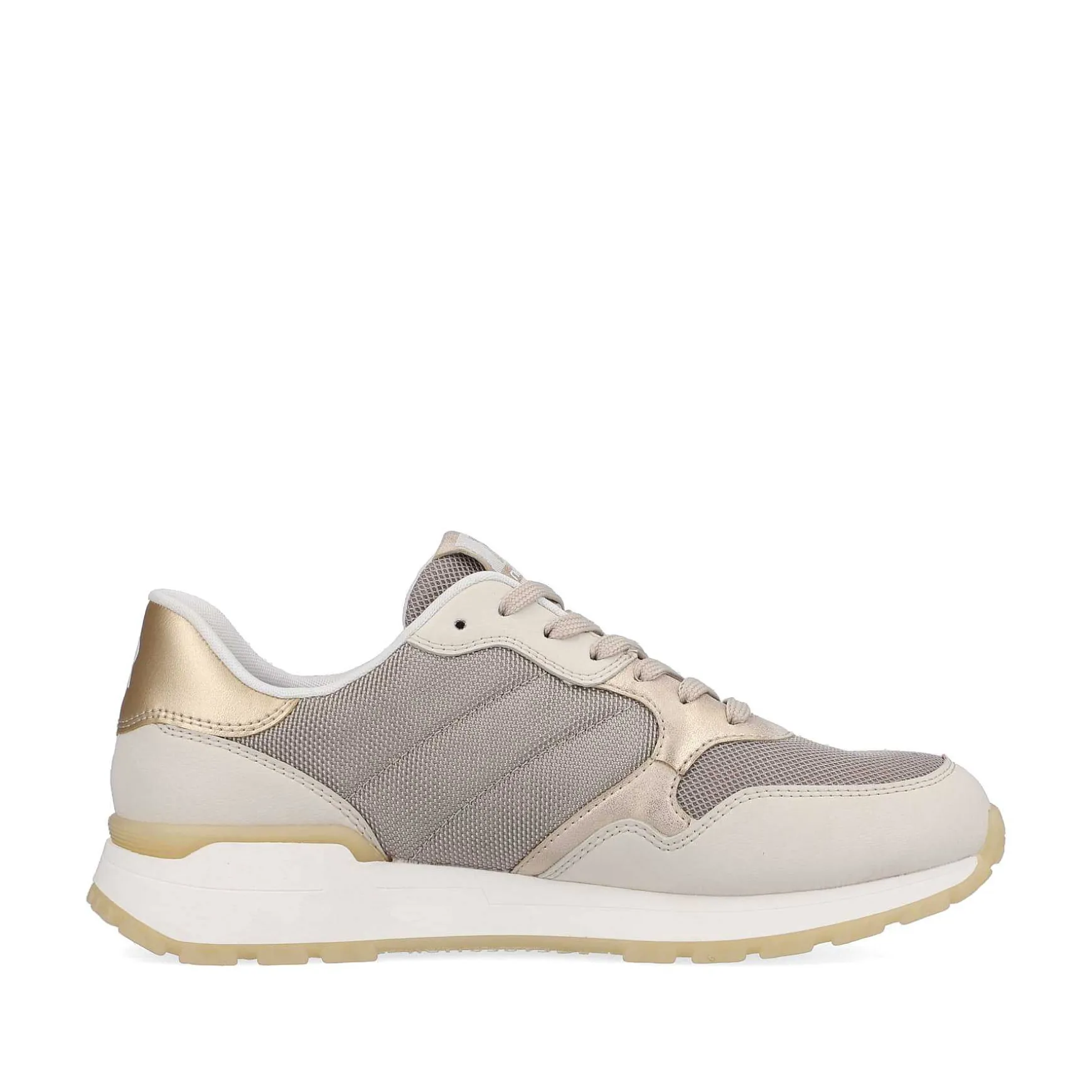 Rieker Damesneaker Lav Ler-Beige Rock-Gra