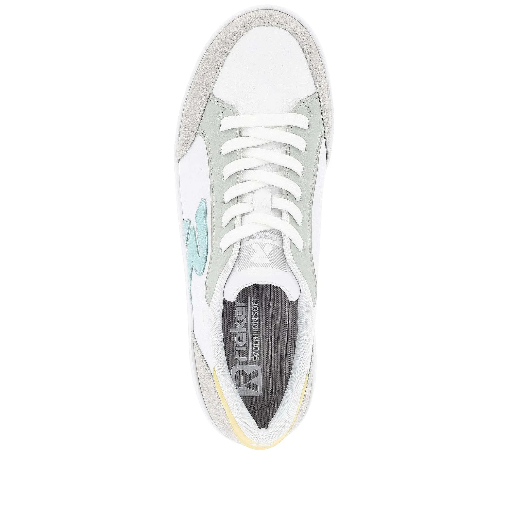 Rieker Damesneaker Lav Sne-Hvid Stovet-Gra