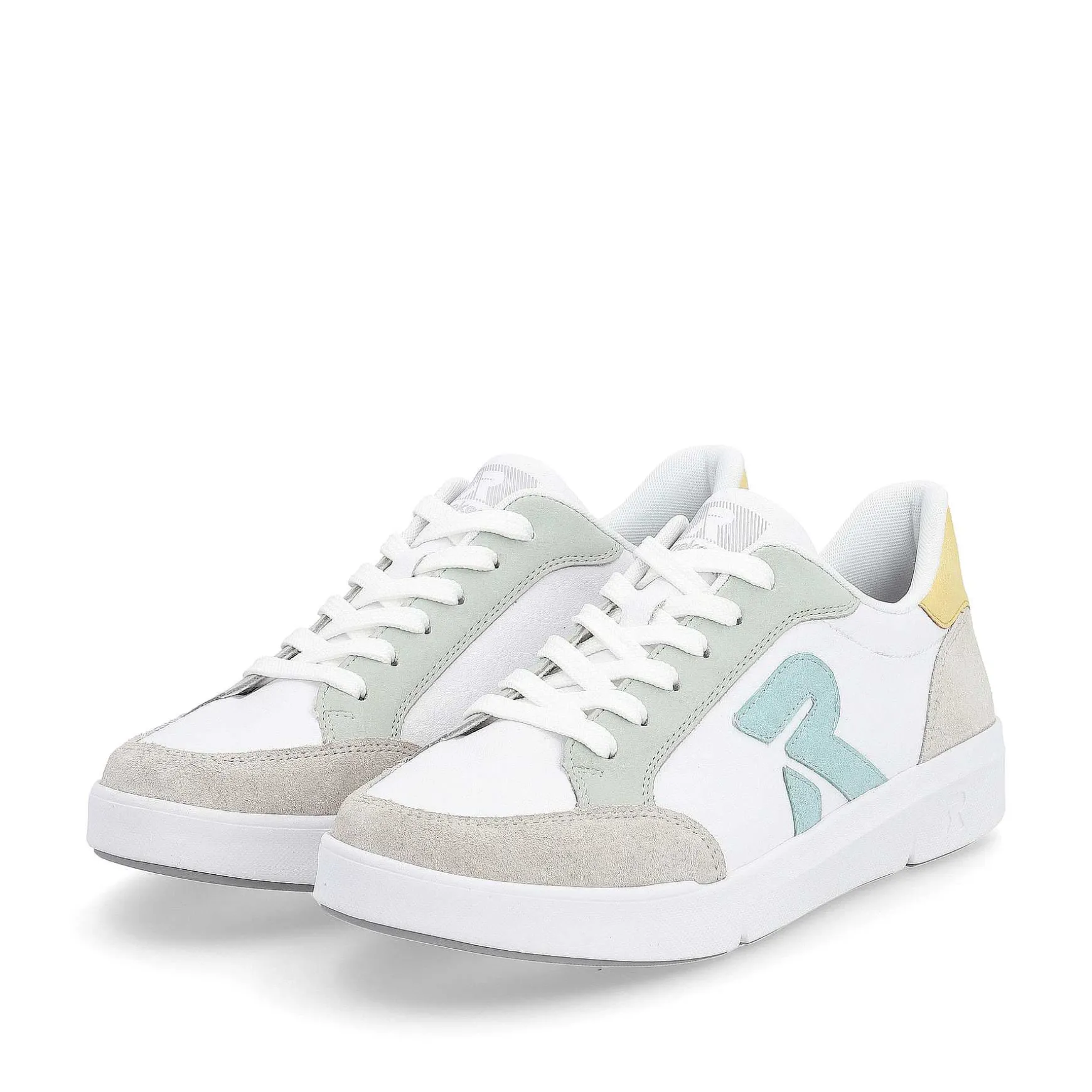 Rieker Damesneaker Lav Sne-Hvid Stovet-Gra