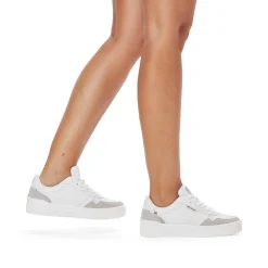 Rieker Damesneaker Lav Svane-Hvid Sten-Gra