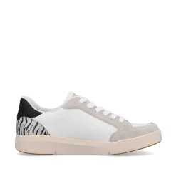 Rieker Damesneaker Lav Swan-White Arctic-Grey Zebra