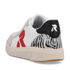 Rieker Damesneaker Lav Swan-White Arctic-Grey Zebra