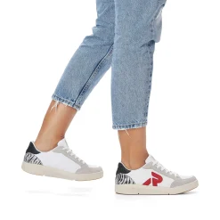 Rieker Damesneaker Lav Swan-White Arctic-Grey Zebra