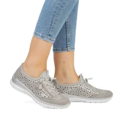 Rieker Dametofler Beige Metallic