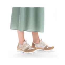 Rieker Dametofler Brun Beige