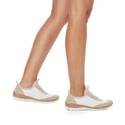Rieker Dametofler Cremehvide