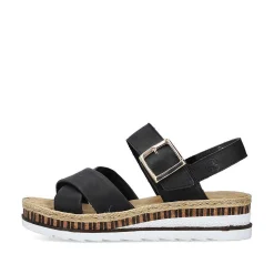 Rieker Kilesandaler Til Kvinder Grafit Sorte