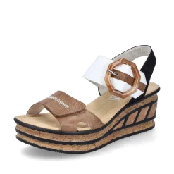 Rieker Kilesandaler Til Kvinder Brun Beige-Ren Hvid