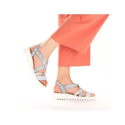 Rieker Kilesandaler Til Kvinder Himmelbla-Solv