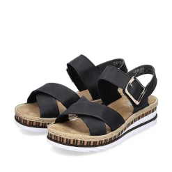 Rieker Kilesandaler Til Kvinder Grafit Sorte