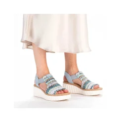 Rieker Kilesandaler Til Kvinder Himmelbla-Flerfarvede