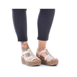 Rieker Kilesandaler Til Kvinder Cremebeige