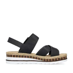 Rieker Kilesandaler Til Kvinder Grafit Sorte