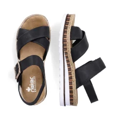 Rieker Kilesandaler Til Kvinder Grafit Sorte