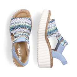 Rieker Kilesandaler Til Kvinder Himmelbla-Flerfarvede