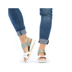 Rieker Kilesandaler Til Kvinder Mintgron-Lilje Hvid