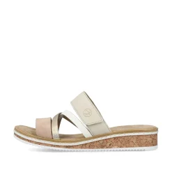 Rieker Kvinders Muldyr Beige-Metallic-Rosa