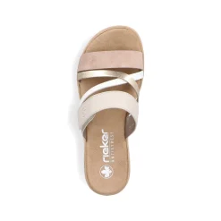 Rieker Kvinders Muldyr Beige-Metallic-Rosa