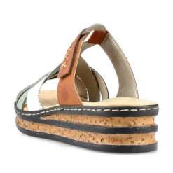 Rieker Kvinders Muldyr Chokolade Brun-Mint Gron-Hvid